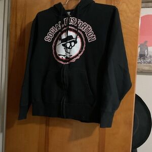Retro Social Distortion Black Zip Up Hoodie